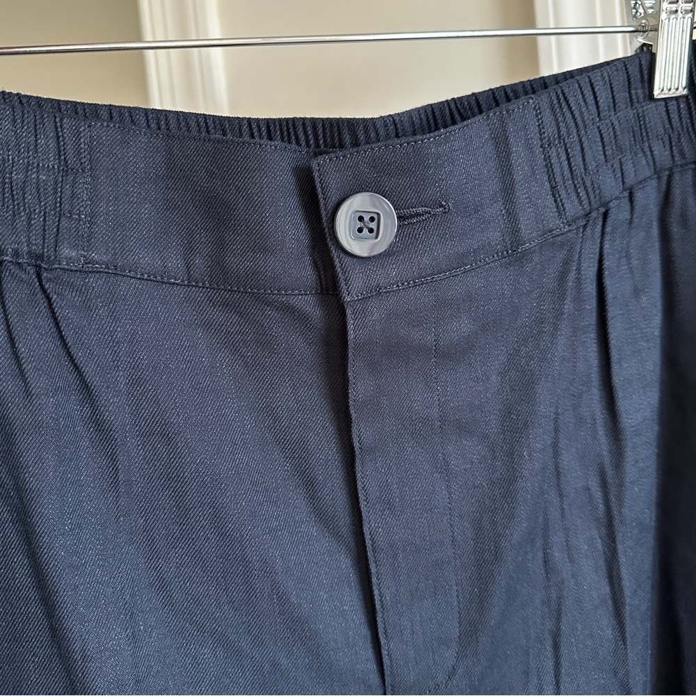 Cabi Linen Spandex Stretch Blend Finale Navy Trousers Pants Pockets #6425 - Picture 4 of 16